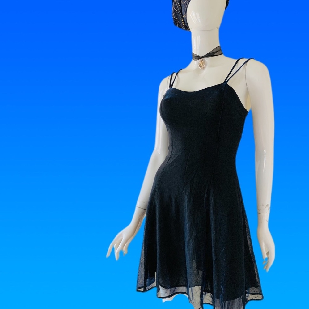 Vintage 90’s Dark Blue Iridescent Lurex Mini Dress